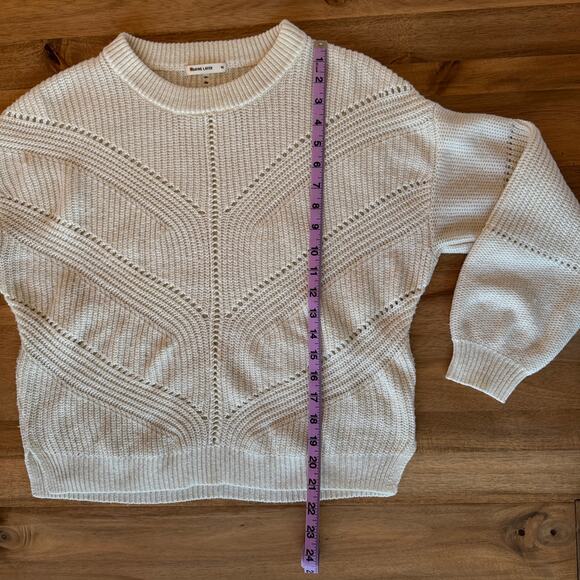 Marine Layer Olivia Crewneck Sweater in Cream White Medium Pointelle Knit - Picture 11 of 15